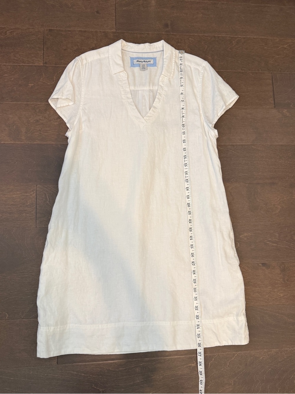 Tommy Bahama Two Palms White Linen V-Neck Lined Dress Pockets Large Excellent - Picture 5 of 8